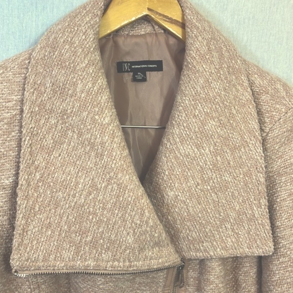 INC International Concepts asymmetrical zipper shawl collar warm jacket - Picture 3 of 9